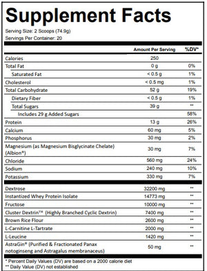 Simply Good Supplements Recharge Supplement Facts Panel