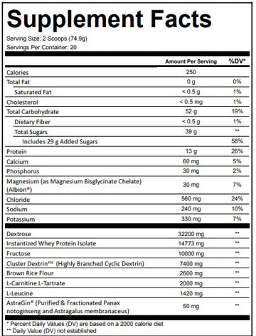Simply Good Supplements Recharge Supplement Facts Panel
