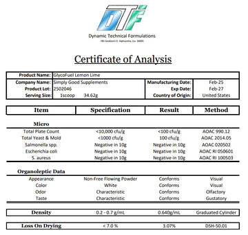 supplement certificate of analysis simply good supplements