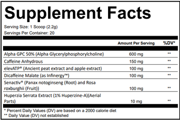 Simply Good Supplement Hybrid Pre-Workout Supplement Facts Panel