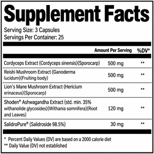 Simply Good Adaptogens Supplement Facts Panel