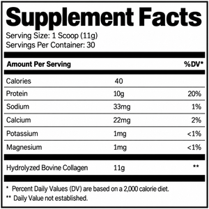 Simply Good Collagen Supplement Facts Panel