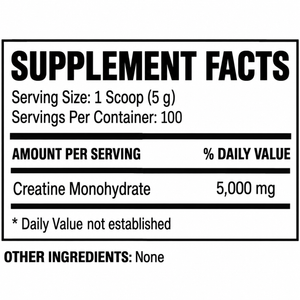 Simply Good Creatine Supplement Facts Panel