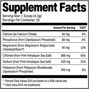 Simply Good Hydration Supplement Facts Panel