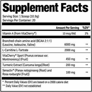 Simply Good Recovery Supplement Facts Panel