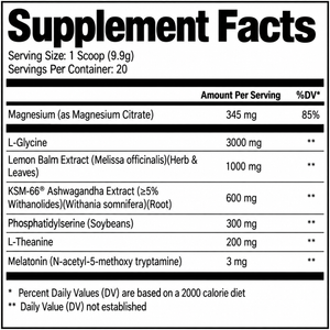 Simply Good Sleep Supplement Facts Panel